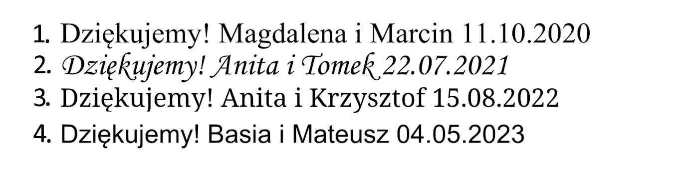 czcionka do wyboru